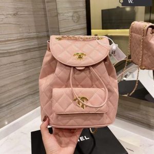 Chanel Replica Bags/Hand Bags Bag Type: Backpack Bag Size: Middle Bag Size: Middle Lining Material: Genuine Leather Bag Shape: Round Closure Type: Hook Up Pattern: Solid Color