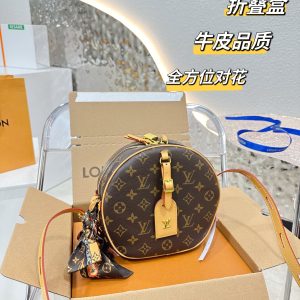 LV genuine leather round cake bag 1 new show style