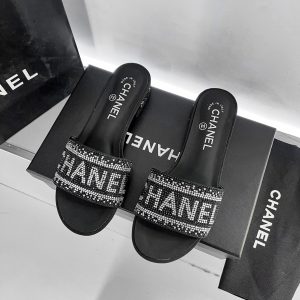 Chanel black rhinestone large letters