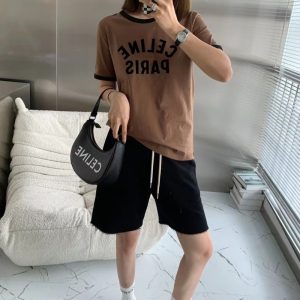 Celine Replica Clothing Material: Polyester Main Fabric Composition: Cotton Main Fabric Composition: Cotton Pattern: Letter Style: Sweet Type: Pullover Sleeve Length: Short Sleeve