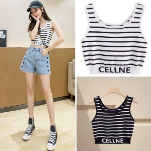 Celine Replica Clothing Fabric Material: Other/Other Combination: Single Combination: Single Length: Short Popular Elements: Stripe Main Style: Simple Commute Camisole Style: I-Shaped