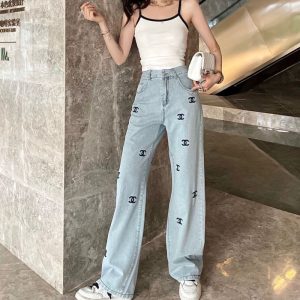 Chanel Replica Clothing Type: Straight Pants Waistline: High Waist Waistline: High Waist Length: Long Style: Temperament Lady/Little Fragrance Popular Elements: Washed