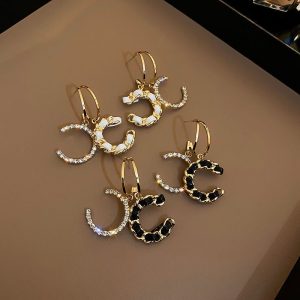 Chanel Replica Jewelry Piercing Material: 925 Silver Mosaic Material: Rhinestones Mosaic Material: Rhinestones Type: Earrings Pattern: Other Craft: Inlaid Gold