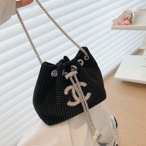 Chanel Replica Bags/Hand Bags Texture: PU Type: Bucket Bag Type: Bucket Bag Popular Elements: Rhinestones Style: Fashion Closed: Drawstring Suitable Age: Youth (18-25 Years Old)