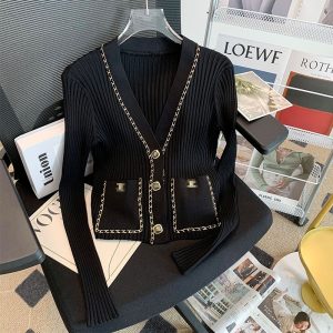 Chanel Replica Clothing Fabric Material: Other/Cotton Ingredient Content: 31% (Inclusive)¡ª50% (Inclusive) Ingredient Content: 31% (Inclusive)¡ª50% (Inclusive) Style: Simple Commuting/Korean Version Popular Elements / Process: Solid Color Clothing Version: Slim Fit Way Of Dressing: Cardigan