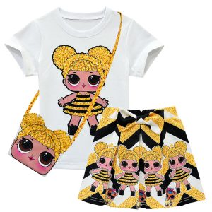 Others Replica Child Clothing Set Type: Skirt Suit Number Of Kits: Multi-Piece Number Of Kits: Multi-Piece Sleeve Length: Short Sleeve Thickness: Ordinary Pattern: Cartoon Main Fabric Composition: Acetate