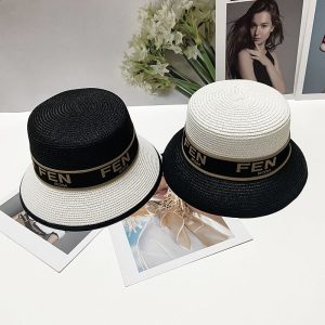 Fendi Replica Hats Material: Straw Pattern: Letter Pattern: Letter Hat Style: Flat Top Brands: Fendi