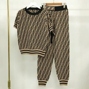 Fendi Replica Clothing Gross Weight: 0.9kg Pattern: Letter Pattern: Letter Type: Pants Suit Top Style: Sweater Sleeve Length: Short Sleeve Pants Style: Harem Pants
