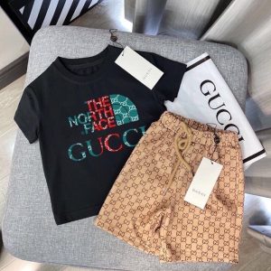 Gucci Replica Child Clothing Fabric Material: Cotton/Cotton Gender: Universal Gender: Universal Popular Elements: Printing Number Of Pieces: Two Piece Set Sleeve Length: Short Sleeve Bottom Length: Five Points