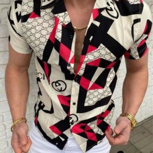 Gucci Replica Men Clothing Fabric Material: Acetate/Acetate Ingredient Content: 100% Ingredient Content: 100% Version: Slim Fit Collar: Square Collar Sleeve Length: Short Sleeve Clothing Style Details: Button