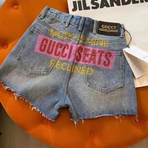 Gucci Replica Clothing Type: Straight Pants Waistline: High Waist Waistline: High Waist Length: Shorts Main Style: Personality Street Popular Elements: Button Fabric Material: Denim/Cotton