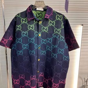 Gucci Replica Men Clothing Brand: Gucci Version: Loose Version: Loose Collar: Button Down Collar Sleeve Length: Short Sleeve Clothing Style Details: Color Contrast
