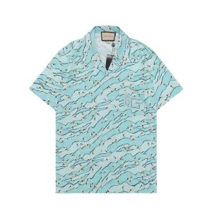 Gucci Replica Men Clothing Brand: Gucci Fabric Material: Other/Other Fabric Material: Other/Other Version: Loose Collar: Button Down Collar Sleeve Length: Short Sleeve Clothing Style Details: Print