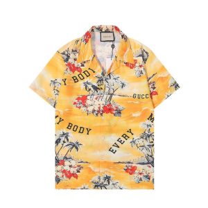 Gucci Replica Men Clothing Brand: Gucci Fabric Material: Cotton/Cotton Fabric Material: Cotton/Cotton Ingredient Content: 81% (Inclusive) - 90% (Inclusive) Version: Conventional Collar: Button Down Collar Sleeve Length: Short Sleeve