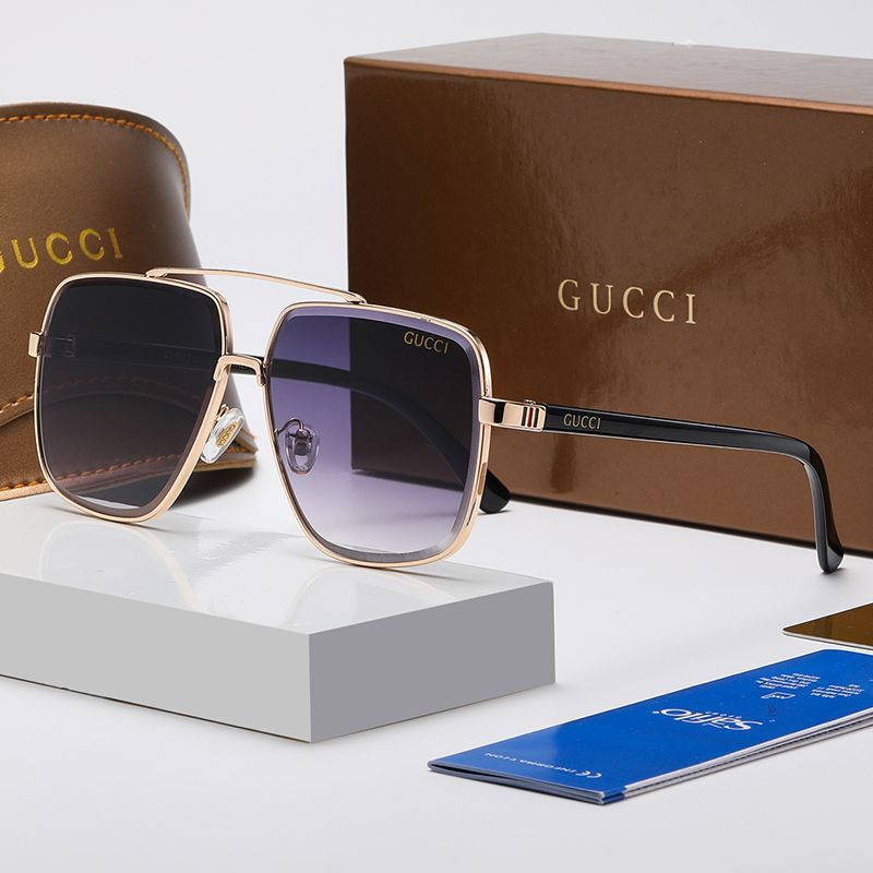 Gucci Replica Sunglasses For People: Universal Lens Material: Resin Lens Material: Resin Frame Shape: Square Style: Korean Version Frame Material: Sheet Metal Functional Use: Anti-Radiation