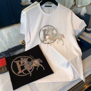 Hermes Replica Men Clothing Fabric Material: Mercerized Cotton/Cotton Ingredient Content: 91% (Inclusive)¡ª95% (Inclusive) Ingredient Content: 91% (Inclusive)¡ª95% (Inclusive) Collar: Crew Neck Version: Slim Fit Sleeve Length: Short Sleeve Clothing Style Details: Hot Drill