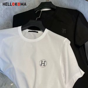 Hermes Replica Clothing Fabric Material: Cotton/Cotton Ingredient Content: 100% Ingredient Content: 100% Collar: Crew Neck Version: Conventional Sleeve Length: Short Sleeve Clothing Style Details: Hot Drill