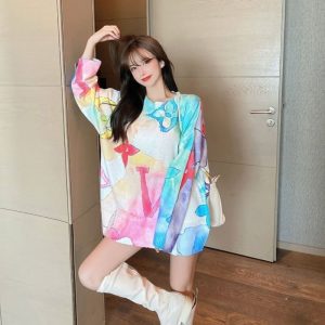 Brand: Louis Vuitton  Fabric Material: Nylon/Nylon  Fabric Material: Nylon/Nylon  Ingredient Content: 81% (Inclusive)¡ª90% (Inclusive)  Style: Personality Street/Hip Hop  Popular Elements / Process: Tie Dye  Clothing Version: Loose  Combination: Single  Length/Sleeve Length: Mid-Length/Long-Sleeve