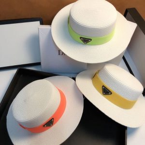 Prada Replica Hats Fabric Commonly Known As: Straw Type: Straw Hat Type: Straw Hat For People: Universal Design Details: Other