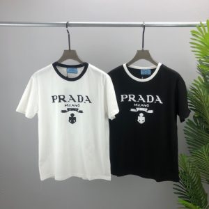 Prada Replica Men Clothing Style: Leisure Main Fabric Composition: Cotton Main Fabric Composition: Cotton Pattern: Letter Sleeve Length: Short Sleeve Thickness: Ordinary Material: Cotton