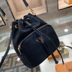 Prada Replica Bags/Hand Bags Texture: Oxford Textile Type: Bucket Bag Type: Bucket Bag Popular Elements: Belt Decoration Style: OL Commuting Closed: Drawstring Suitable Age: Young And Middle-Aged (26-40 Years Old)
