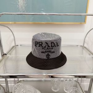 Prada Replica Hats Fabric Commonly Known As: Cotton Type: Basin Hat/Fisherman Hat Type: Basin Hat/Fisherman Hat For People: Women Design Details: Imitation Rhinestones Pattern: Letter
