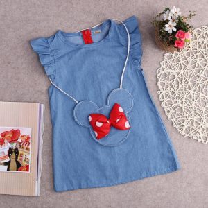 Others Replica Child Clothing Material: Denim Main Fabric Composition: Cotton Main Fabric Composition: Cotton Main Fabric Content: 50 Pattern: Bow Tie Type: Sleeveless Skirt Style: Dress