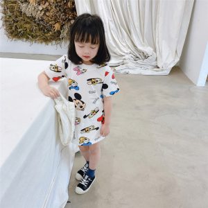 Others Replica Child Clothing Main Fabric Content: 95 Gender: Female Gender: Female Pattern: Cartoon Type: Short Sleeve