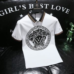 Versace Replica Men Clothing Fabric Material: Polyester/Polyester (Polyester Fiber) Ingredient Content: 91% (Inclusive) - 95% (Inclusive) Ingredient Content: 91% (Inclusive) - 95% (Inclusive) Version: Slim Fit Sleeve Length: Short Sleeve Clothing Style Details: Buttons