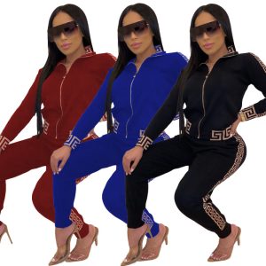 Versace Replica Clothing Style: Leisure Pattern: Solid Color Pattern: Solid Color Type: Pants Suit Sleeve Length: Long Sleeves Pants Style: Pencil Pants Length: Long