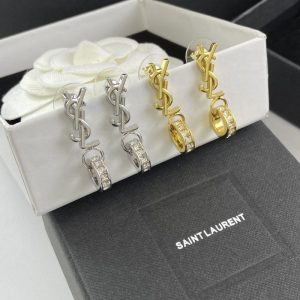 YSL Replica Jewelry Ear Piercing Material: 925 Silver Mosaic Material: Rhinestones Mosaic Material: Rhinestones Style: Sweet Craft: Gold Inlaid Pattern: Cross/Crown/Roman Numerals