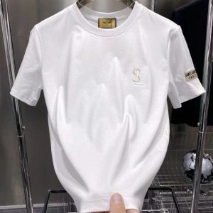 YSL Replica Clothing Fabric Material: Cotton/Cotton Ingredient Content: 81% (Inclusive)¡ª90% (Inclusive) Ingredient Content: 81% (Inclusive)¡ª90% (Inclusive) Collar: Crew Neck Version: Conventional Sleeve Length: Short Sleeve Clothing Style Details: Letters