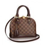 Knockoff Louis Vuitton falso LV Alma BB Borsa Damier Ebene N41221 BLV116. L'affascinante Alma BB traccia il suo pedigree per l'icona originale Art Deco