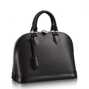 Knockoff Louis Vuitton fake LV Alma PM Bag In Black Epi Leather M40302 BLV198. The most structured of the iconic Louis Vuitton handbags. The original was the creation of Gaston Vuitton