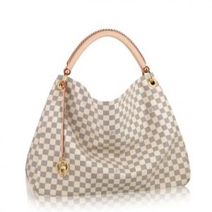 Knockoff Louis Vuitton fake LV Artsy GM Bag Damier Azur N41173 BLV072. Capture the spirit of bohemian chic with the generous Artsy GM. In supple and refreshing Damier Azur canvas