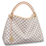 Knockoff Louis Vuitton falso LV Artsy MM Borsa Damier Azur N40253 BLV031. Il MM Artsy sembra fresco e femminile in morbida tela Damier Azur. Adornato con ottone dorato lucido e un fascino borsa chic