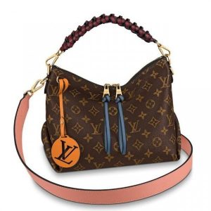 Knockoff Louis Vuitton fake LV Beaubourg Hobo Mini Monogram Canvas M55090 BLV289. The adorable Beaubourg Hobo Mini handbag in Monogram canvas comes with a stylishly braided top handle For Fall 2019. The House??s exceptional leather craftsmanship can be seen in the hand-painted edge dyeing on the braids. The oversized LV charm adds a sophisticated touch while the colorful nametag and shoulder strap bring a playful feel.