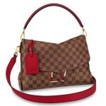 Knockoff Louis Vuitton fake LV Beaubourg MM Bag Damier Ebene N40176 BLV086. Louis Vuitton??s new Beaubourg bag in Damier Ebene canvas combines a casual-chic soft feel with striking leather trim in timeless black or eye-catching scarlet. A special 3D-effect LV signature adds a colorful