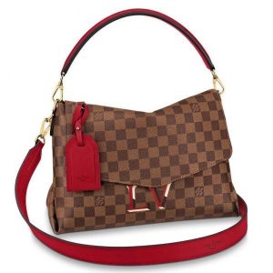 Knockoff Louis Vuitton fake LV Beaubourg MM Bag Damier Ebene N40176 BLV086. Louis Vuitton??s new Beaubourg bag in Damier Ebene canvas combines a casual-chic soft feel with striking leather trim in timeless black or eye-catching scarlet. A special 3D-effect LV signature adds a colorful