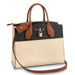 Knockoff Louis Vuitton fake LV Beige City Steamer MM Tri-colour Bag M53755 BLV790. Inspired by Steamer luggage from the House archives