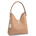 Knockoff Louis Vuitton fake LV Beige Lockme Hobo Shoulder Bag M44330 BLV739. Made from soft and supple calfskin