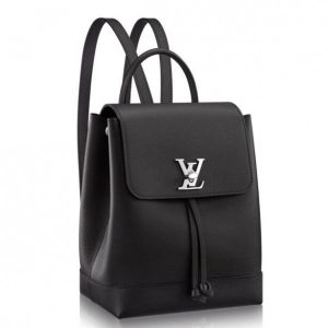 Knockoff Louis Vuitton fake LV Black Lockme Backpack M41815 BLV018. Crafted in supple leather and bearing the discreet LV Twist Lock signature