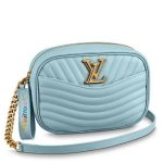 Knockoff Louis Vuitton fake LV Bleu Porcelaine New Wave Camera Bag M55329 BLV635. The New Wave Camera Bag in quilted calf leather is a modern