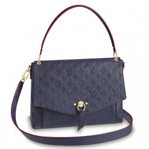 Knockoff Louis Vuitton fake LV Blue Blanche Bag Monogram Empreinte M43616 BLV536. The Monogram Empreinte chic Besace combines embossed and smooth cowhide in a perfectly proportioned shoulder bag. Supple leather and curvaceous lines make this roomy