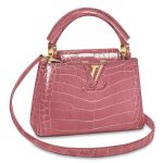 Contrefaçon Louis Vuitton LV Capucines Mini Crocodile Bag N95003 BLV799. Ce précieux sac Capucines Mini est réalisé en cuir gaufré au crocodile.