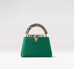 Knockoff Louis Vuitton fake LV Capucines Mini LV Bag Emeraude Green N80931. This exotic piece cannot be shipped to CaliFornia. Please call Client Services at +1.866.VUITTON For more details. Fashioned from deep-dyed Taurillon leather and finished with precious python skin on the handle