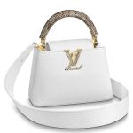 Knockoff Louis Vuitton fake LV Capucines Mini With Ayers Snakeskin Handle M56399 BLV686. The Capucines Mini handbag looks elegant For spring