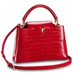 Knockoff Louis Vuitton falso LV Capucines PM coccodrillo Borsa N92965 BLV843. Questo PM Capucines eccezionale è modellato in pelle di coccodrillo in rilievo