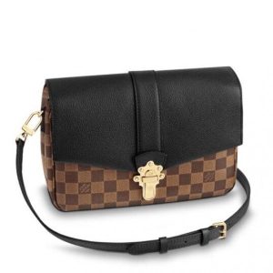 Knockoff Louis Vuitton fake LV Clapton PM Bag Damier Ebene N44243 BLV129. The new mix of Damier Ebene canvas and lightly grained calf leather produces an urban-chic model with a decidedly youthful