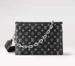 Knockoff LV gefälschte Louis Vuitton Coussin MM LV Tasche Schwarz / Grau M21661. Die Coussin MM Handtasche ist aus weichem Material gefertigt.